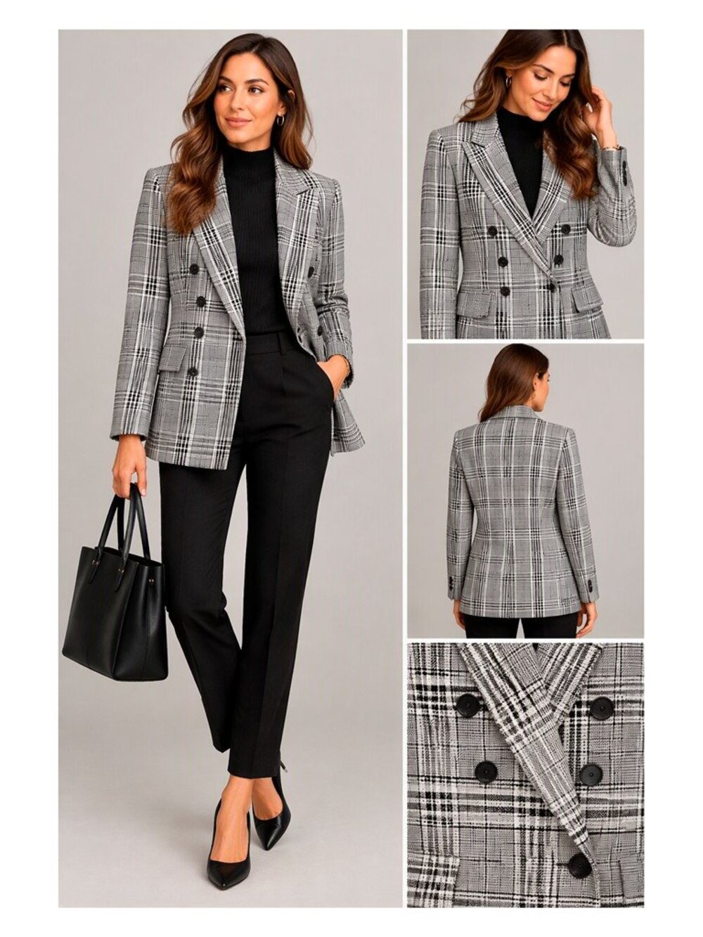 Maison d'Amélie Paris Plaid Double Breasted Blazer Size L